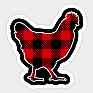 Chicken Red Plaid Pattern Christmas Pajama Funny Gift Sticker